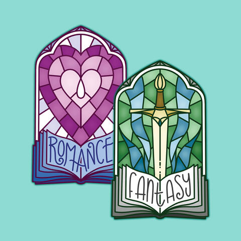 Romance and Fantasy stained glass inspired designs for stickers Romance and Fantasy stained glass inspired designs for stickers