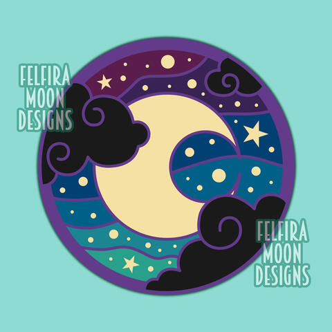 Gradient moon sticker design