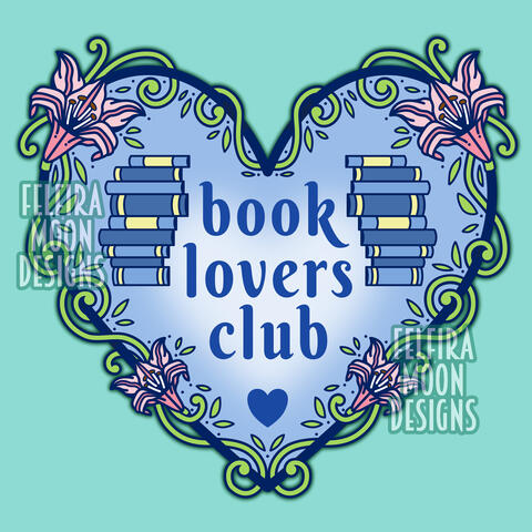 Book lovers club heart design for pins and stickers