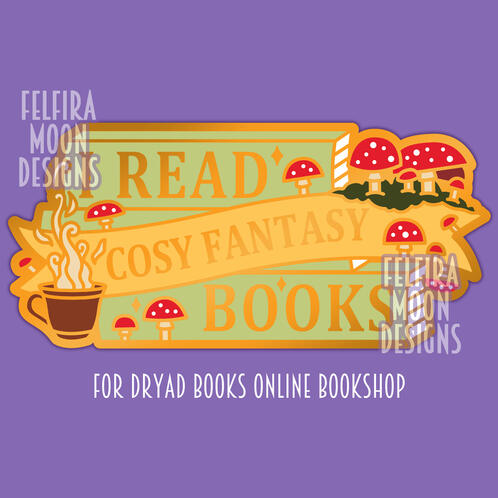 I read fantasy books variant enamel pin commission for Dryad Books